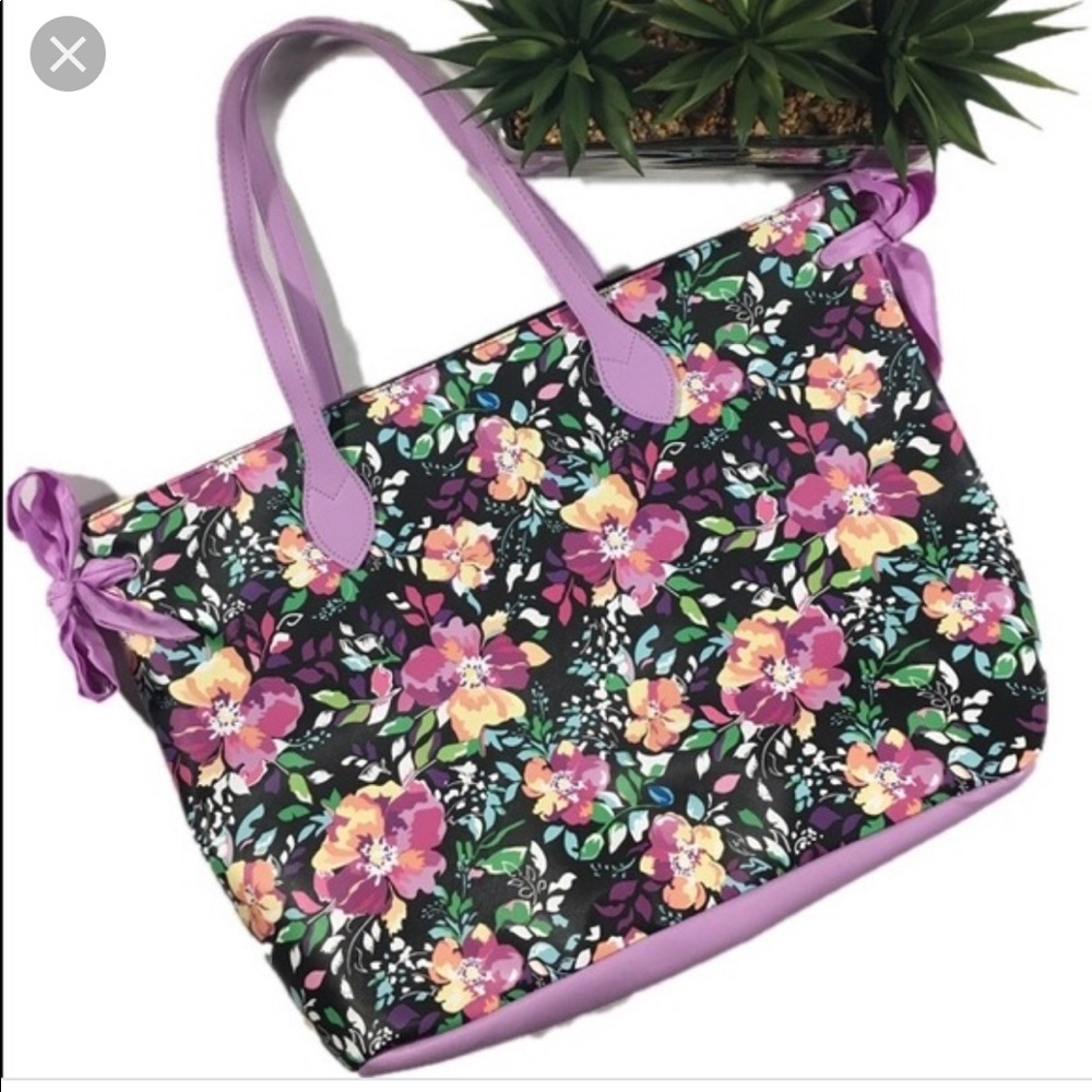 Large Simply Spring Floral Tote with ribbons